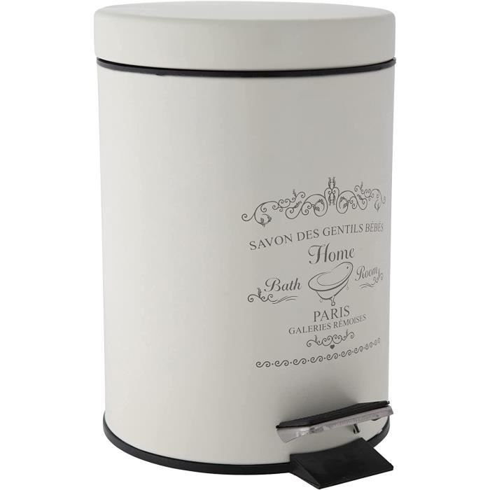 Poubelle à Pédale 3L En Acier Inoxydable Blanc - Salle De Bain Carrée - Marque Harbour Housewares