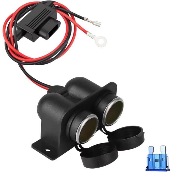 2 Prises Allume-cigare 12V/24V étanches - Avec Câble 60 Cm, Pour Voiture, Camping-car, Bateau, Moto - 4