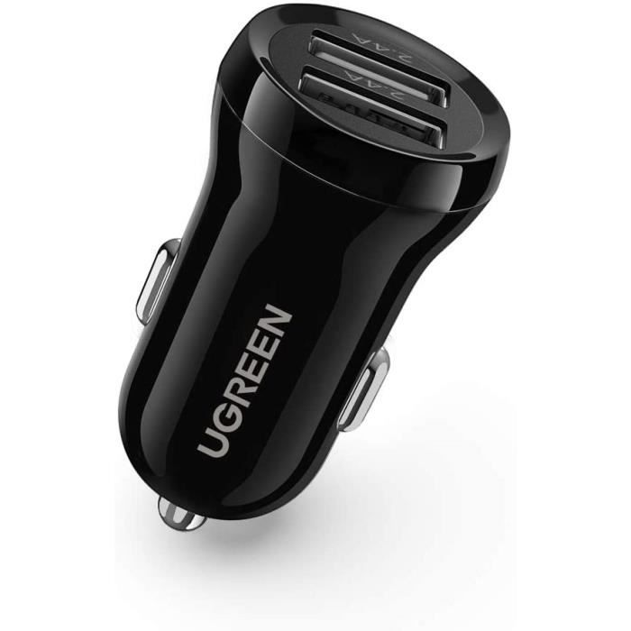UGREEN Chargeur Allume Cigare Double USB 4.8A Ultra Compact Chargeur Voiture USB Compatible avec iPhone 11 SE Samsung A51 A20e S20