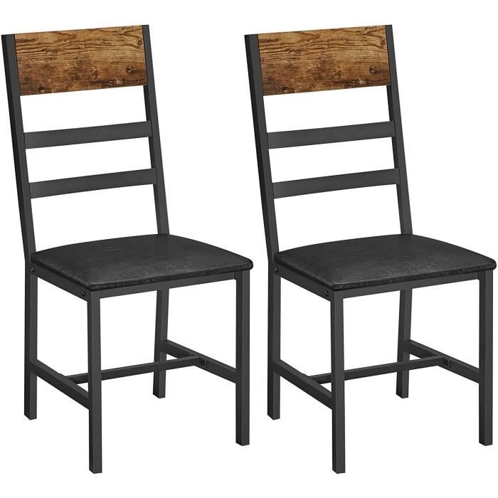 chaises de salle à manger vasagle - lot de 2 - style industriel - marron rustique et noir