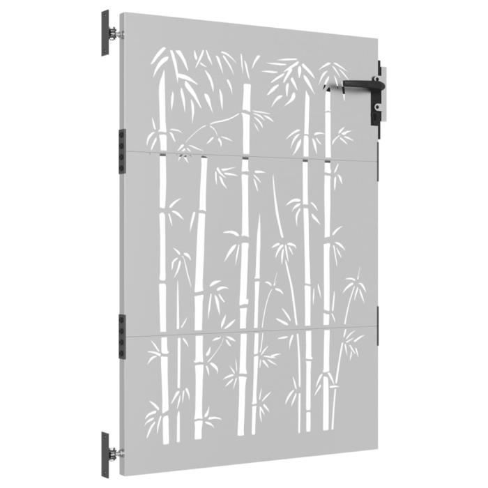Portail de jardin 105x80 cm acier corten design de bambou | Leroy Merlin