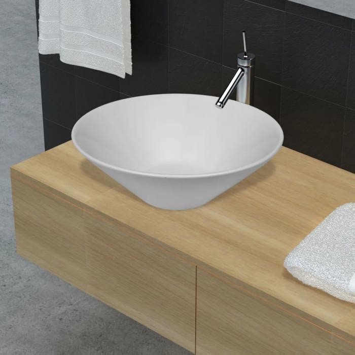 VidaXL Lavabo de salle de bain en porcelaine Blanc