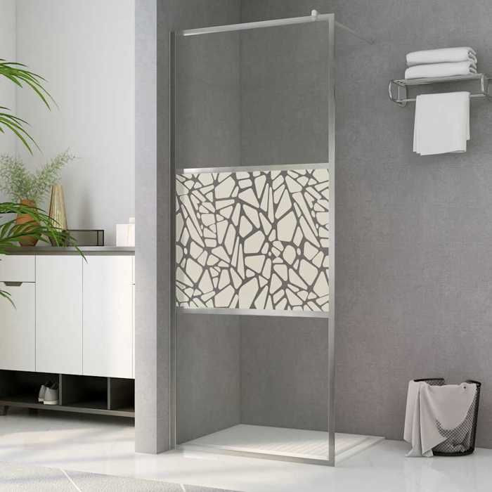 vidaXL Paroi de Douche à lItalienne Cabine de Douche Cloison de Douche Salle de Bain Maison Intérieur Verre ESG Pierre 146652