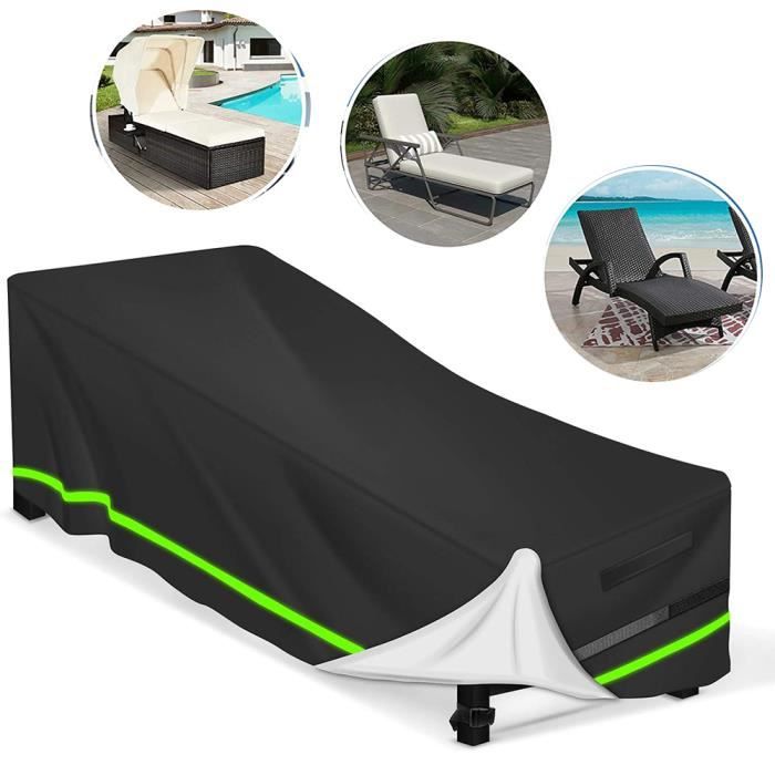 Housse De Protection Pour Chaise Longue De Jardin - Tissu Oxford 420D Imperméable, Taille 200x75x70/40 Cm, Avec Sangles Et Bandes Réfléchissantes