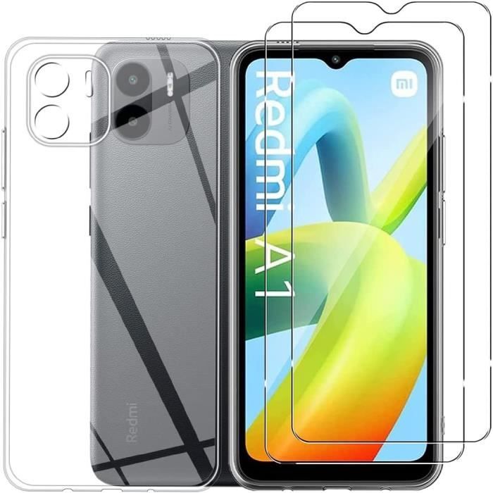Compatible Xiaomi Redmi A1 4G/ A2 4G Coque Résistante Transparente et 2 Films protections écran verre trempé [Novago]