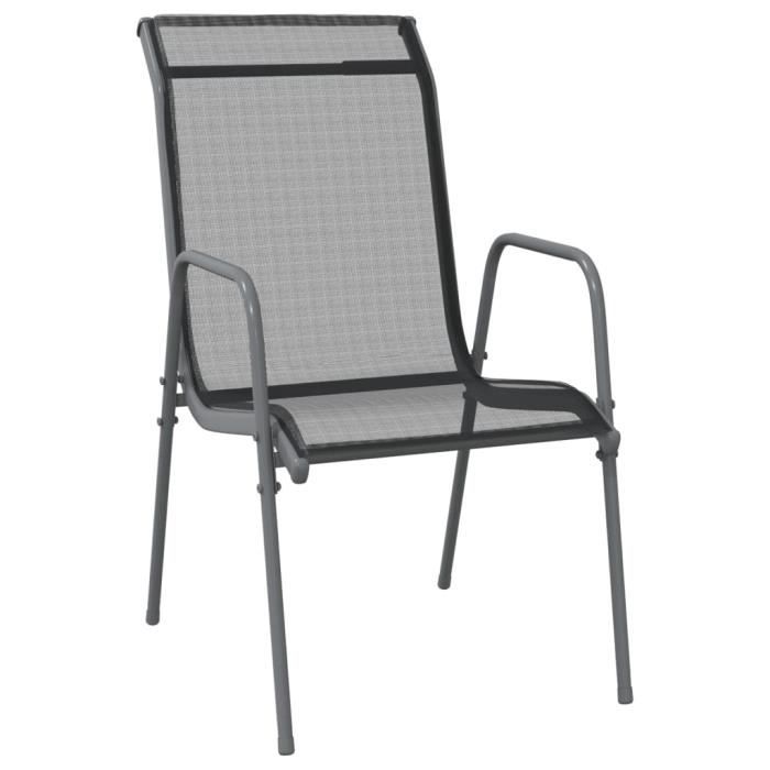 fhe - sièges de jardin - chaises de jardin 4 pcs acier et textilène noir - yosoo - dx1973