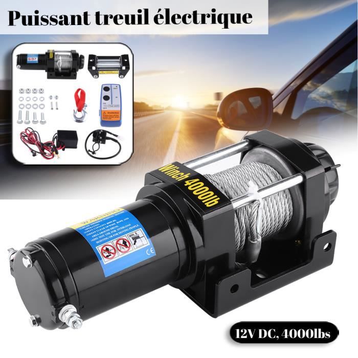 Treuil Ribitech 4277 5 Tonnes – 12V, Marche Avant/arrière, Noir, Pour Véhicule Tout-terrain