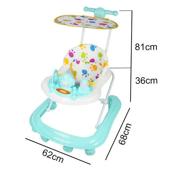 Trotteur Bébé 4-en-1 Avec Plateau Musical – 4 Hauteurs Réglables – Pliable – 6 à 18 Mois (Kaki)