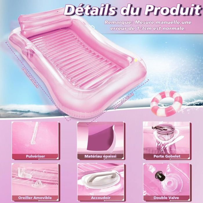 LanBlu Matelas Gonflable Piscine Bronzage, Bouee Piscine Adulte avec LanBlu Matelas Gonflable Piscine Bronzage, Bouee Piscine Adulte avec