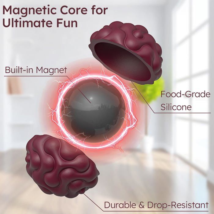 8 Boules Anti-stress Magnétiques Silicone – Textures Fidget – Déconcentration Stress – Cadeau Enfant Adulte