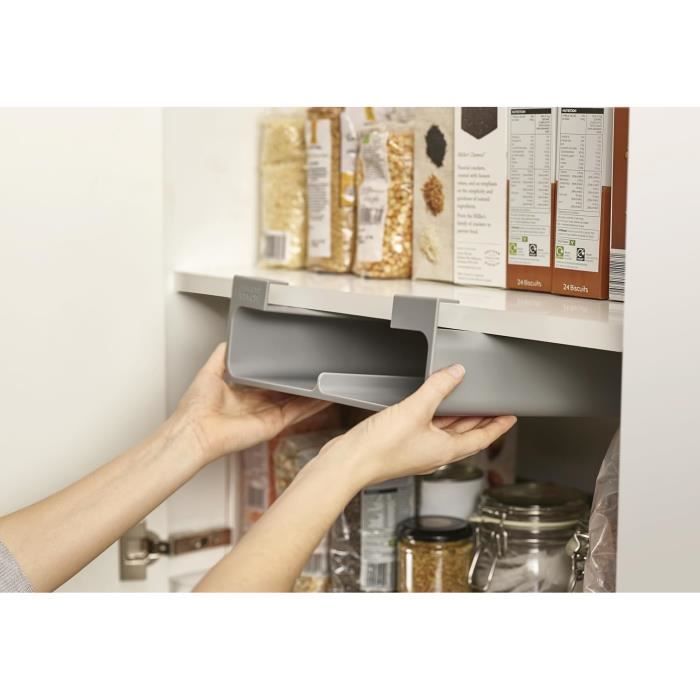 Rangement Sous Étagère Joseph Joseph - Pour Film Alimentaire, Papier Aluminium | Gain De Place Gris