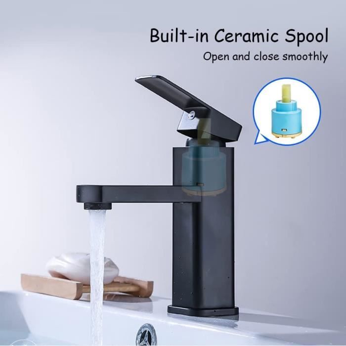 Mitigeur Lavabo BELZ - Robinet Salle De Bain Design Moderne à Levier Unique Chromé