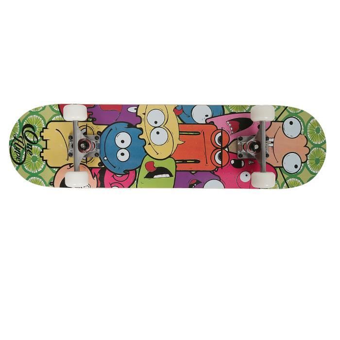 Skateboard Planche à 4 roulettes silencieux en érable Avec dessin du  cartoon de grands yeux, 79 x 20 x 11,5 cm - Achat / Vente Skateboard Planche  - Cdiscount