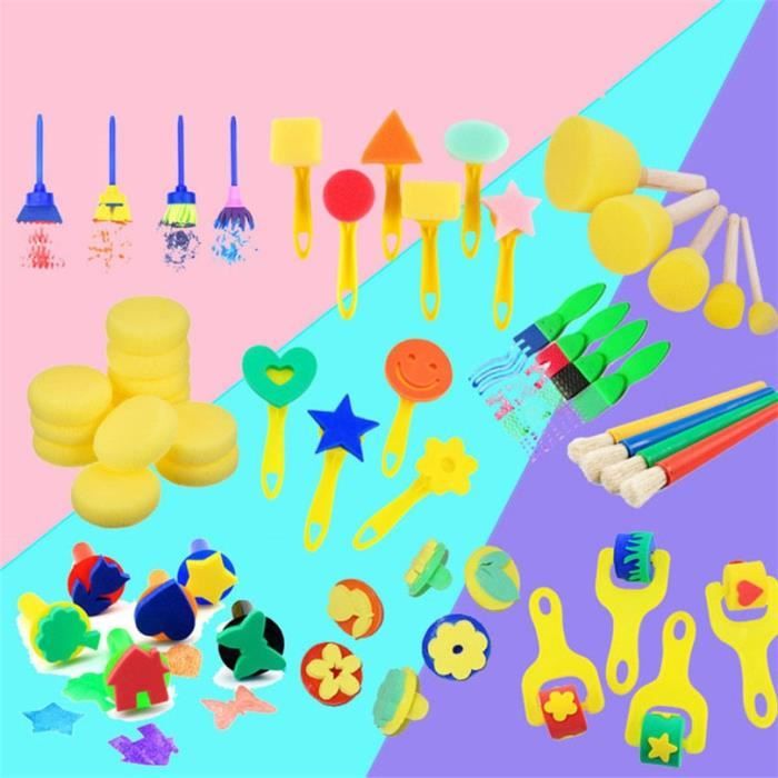 TBEST - Pinceaux pour enfants éponge - 30 pièces/ensemble - Couleurs aléatoires - Jeux