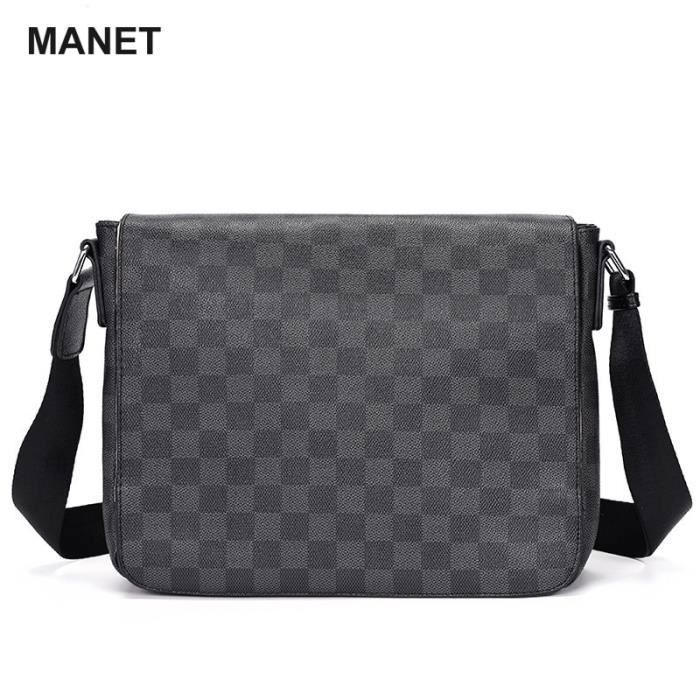 Sac à main,MANET Mode Homme En Cuir Sacs de Messager Hommes Bandoulière Sacs  À Bandoulière homme Mallette D'affaires - Type Black - Achat / Vente MANET  Mode Homme En Cuir Sacs - Cdiscount