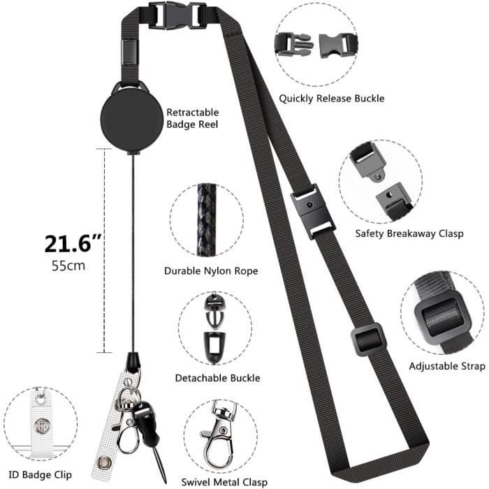 LIZZOT Lot De 3 Lanières à Outils Avec Mousqueton - Cordon De Sécurité Amortissant Élastique Réglable Pour Travail Et Loisirs