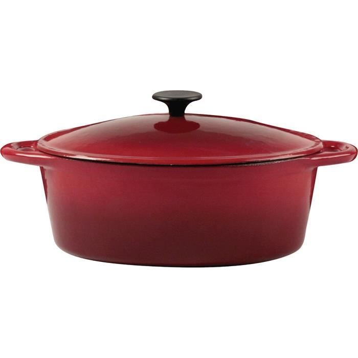 Cocotte Ovale Crealys Fonte 9L - Émaillée Noir - Compatible Induction - Four Jusqu'à 180°C
