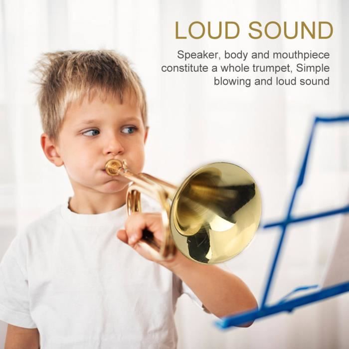 Trompette De Cavalerie En Laiton Plaqué Or - 30,5 Cm - Instrument Pour Débutants, Fanfares, Décoration