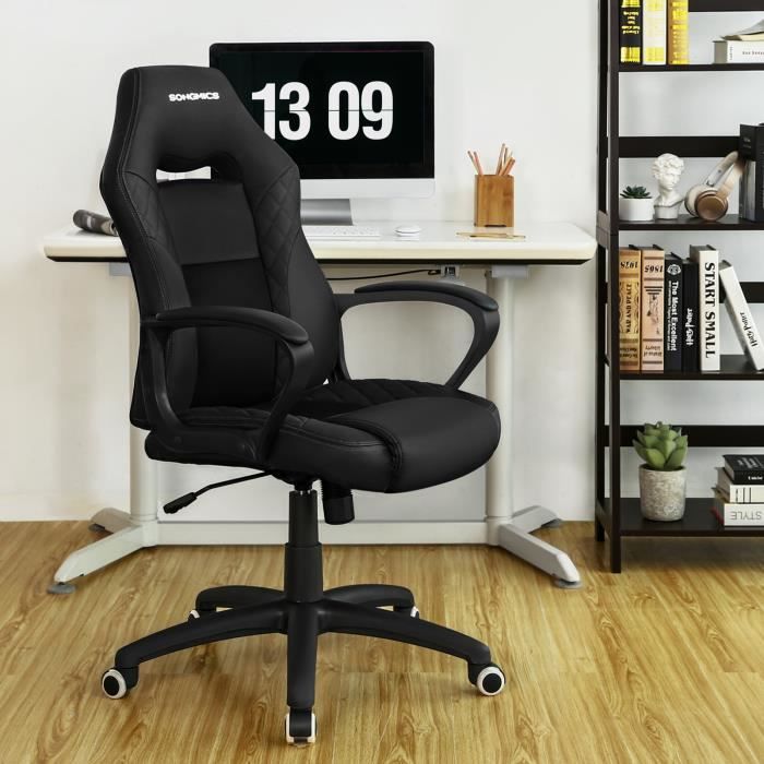Songmics Chaise de bureau ergonomique avec repose-pieds - noir, charge de  150 kg, hauteur réglable et fonction rocker Moderne - Songmics