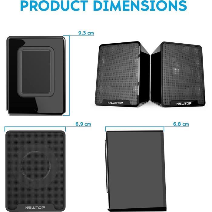 Mini Enceintes USB Adelgo Pour PC - Son 3D/stéréo, Avec Adaptateur USB-C