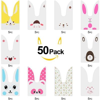 SWYSGS 50 PCS Sacs Bonbons Anniversaire Oreilles De Lapin - Sacs Cadeaux Mignons Pour Fêtes