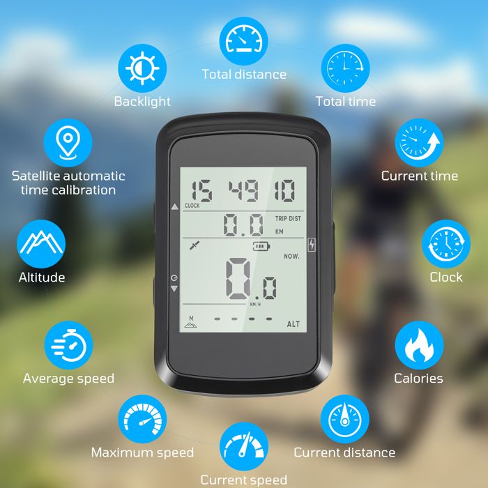 Ordinateur GPS Vélo Sans Fil avec 2 4 Pouces Compteur de Vitesse
