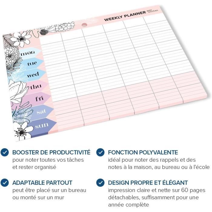 Planning Hebdomadaire à Imprimer, Planning Semaine, Semainier