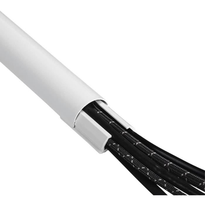 HEXIM Chemin de câbles 68x18mm semi-circulaire PVC Cache-câbles plastique  pour TV, mur & sol (embout gris) Embout extérieur Gestion des câbles