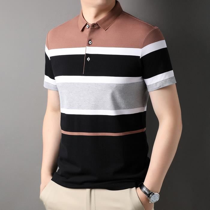 Polo en coton T shirt manches courtes homme haut revers d t S