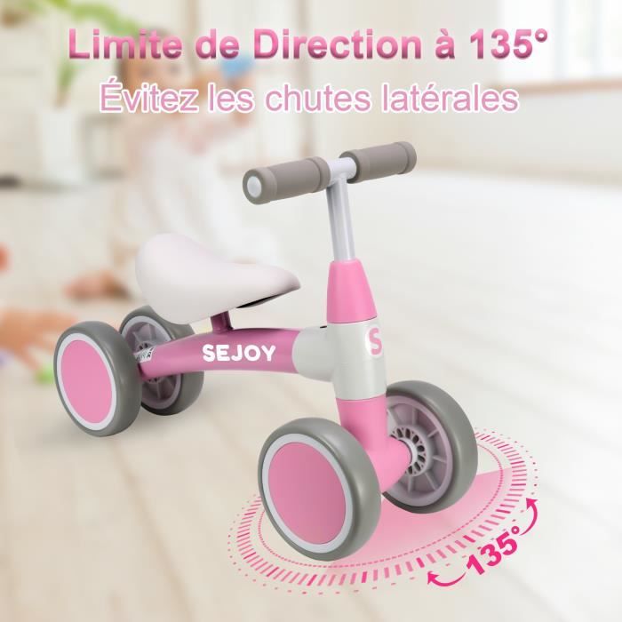 SEJOY Draisienne Bébé sans Pédales 4 Roues,Draisienne Vélo pour Enfants de  1-3 Ans pour Jouet d'Equitation pour Garçons Filles