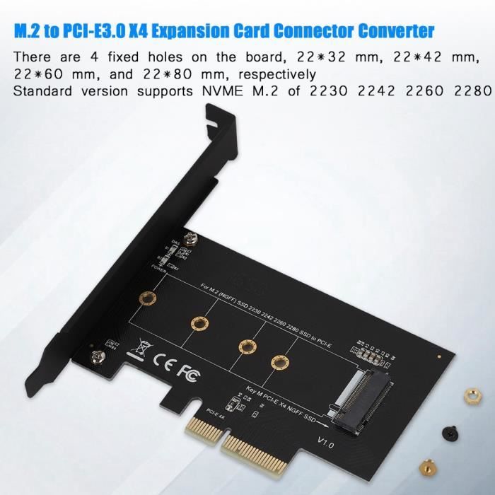 Adaptateur NGFF M.2 Vers PCIe X4 (PH47) Avec LED - Compatible X1/x4/x8/x16 - Pour Mining, SSD, Carte Graphique Externe