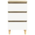 2208[NEWPRO]1pc Chevet scandinave Table de nuit - Tiroirs de rangement pour chambre pieds en bois Blanc-chêne sonoma 40x35x69 cm Siz-3