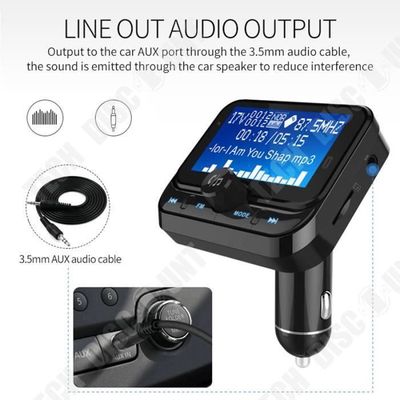 AOSAIXIS Émetteur FM Bluetooth Pour Voiture - Adaptateur USB-C & USB 2.4A, Charge Rapide, Appels Mains Libres, Streaming MP3/FLAC