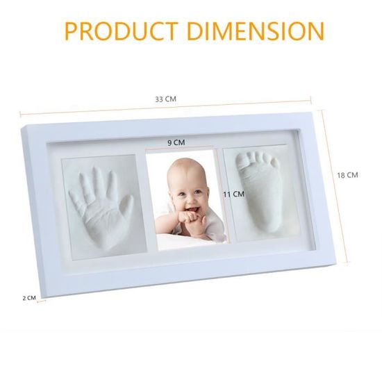Empreinte De Main Et De Pied Souvenir Bebe Argile Blanche Non Toxique Cadre Empreinte Bebe En Bois Avec Verre Acrylique Sur Cdiscount Maison