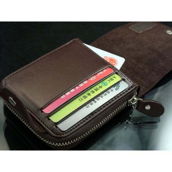 PORTE MONNAIE Porte-cartes d'identité en cuir pour homme porte-monnaie et porte-monnaie à fermeture à glissière - - Maroquinerie