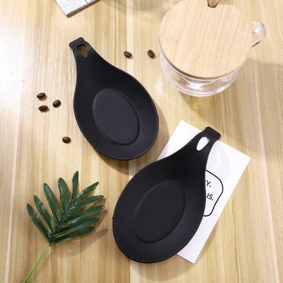 Rouge Et Noir HEMOTON 4 Pcs Repose-Cuillère Silicone Porte-Cuillère Résistant à La Chaleur Ustensile de Cuisine Reste Outil de Cuisine pour Le Restaurant à Domicile