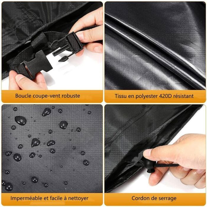 Housse De Protection Pour Table, Rectangulaire Housse Salon De Jardin Imperméable, Anti-UV, 420D Oxford Tissu Housse De Table Chaise Meubles De Jardin Extérieure (350x260x90cm