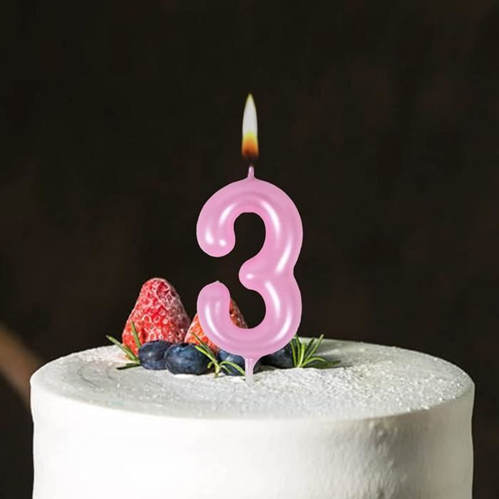 3 ans bougies anniversaire rose fille bougies anniversaire Chiffres 3[241]  - Cdiscount Maison