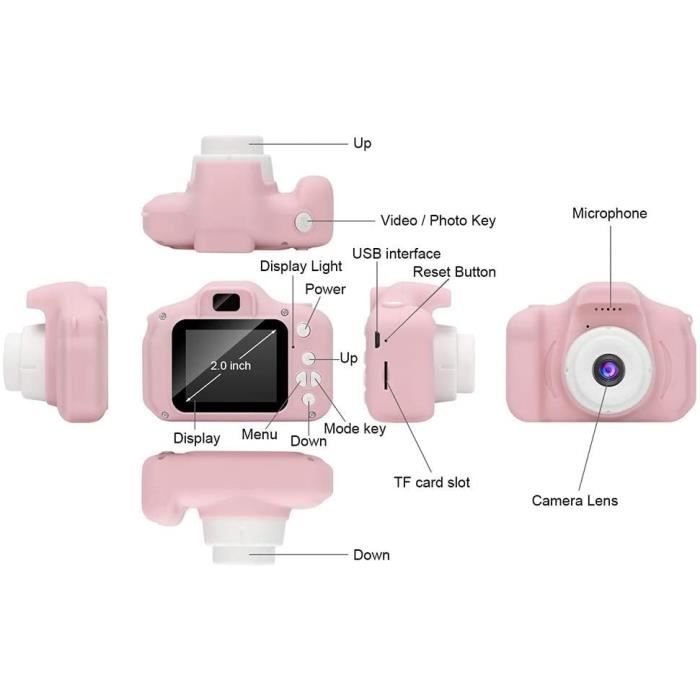 Appareil Photo Enfant GlobalCrown – 12 MP, Vidéo HD 1080p – 3 Jeux – Carte 32 Go Incluse – Dès 3 Ans
