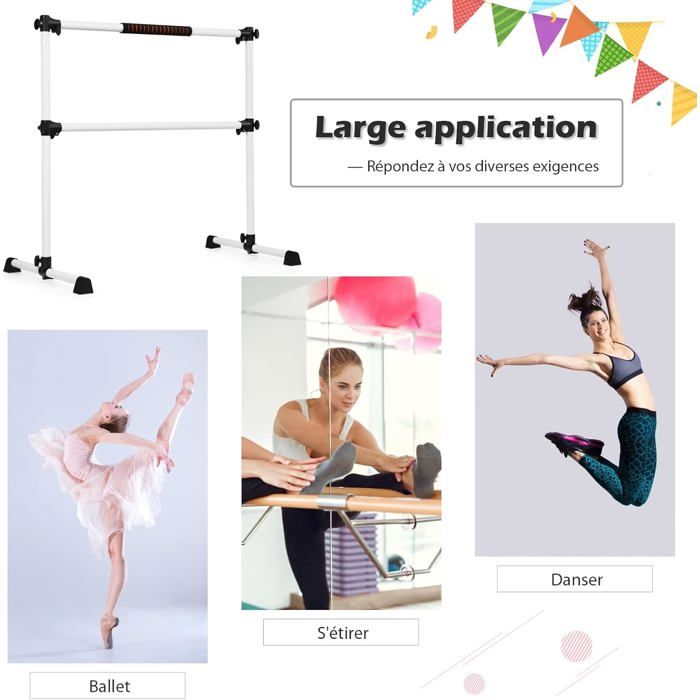 Barre De Ballet Murale BeneLabel - Réglable 90-250cm - Bois 4cm Diamètre - Pour Enfants Et Adultes