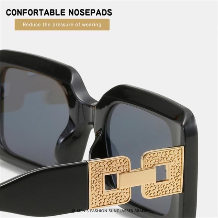 Lunettes De Soleil Carrées Oversize Homme Femme - Monture Large UV400 Protection