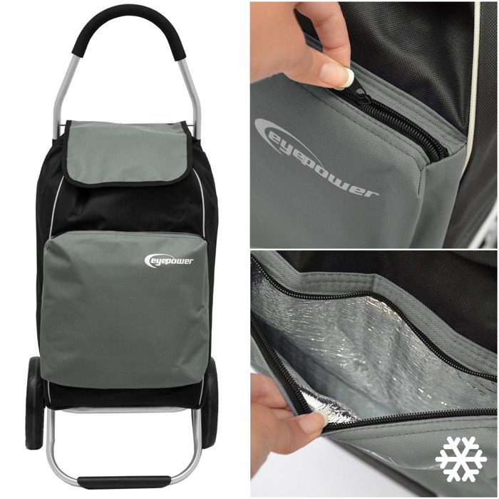 Chariot De Courses Pliable Gris 35 L - Cadre Acier, Tissu 600D, Roues 15 Cm, 1,7 Kg, Pour Marché Et Shopping - 6