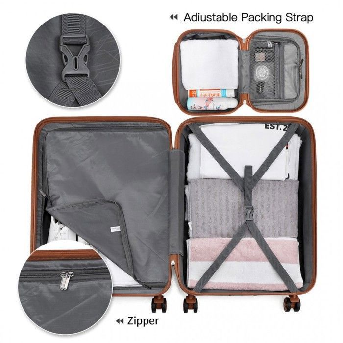 Kono Set de 4 Valises de Voyage Rigide Bagage Cabine 55cm avec