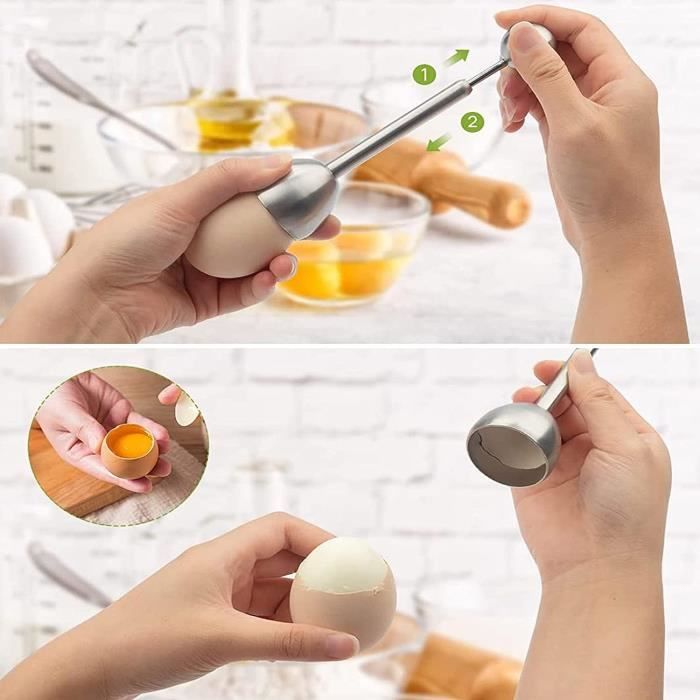 KiAKUO Coupe-œuf souple et dur en acier inoxydable pour couper les