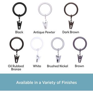 Lot De 10 Anneaux De Rideau Avec Pince - Diamètre Intérieur 35mm - Blanc Anti-Corrosion - Clips Coulissants Faciles à Installer