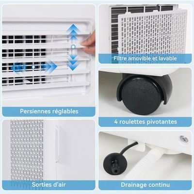 Climatiseur mobile | 9000 BTU/h | déshumidificateur, avec fonction d