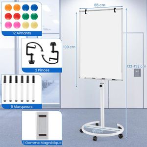 Rouleau Autocollant Tableau Blanc Électrostatique 100x45 Cm - Surface Effaçable à Sec, Sans Colle, Pour Mur, Bureau, École