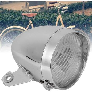 Phare Avant De Vélo Ancien - Occasion Fonctionnel - Couleur Argenté - Fabriqué En France
