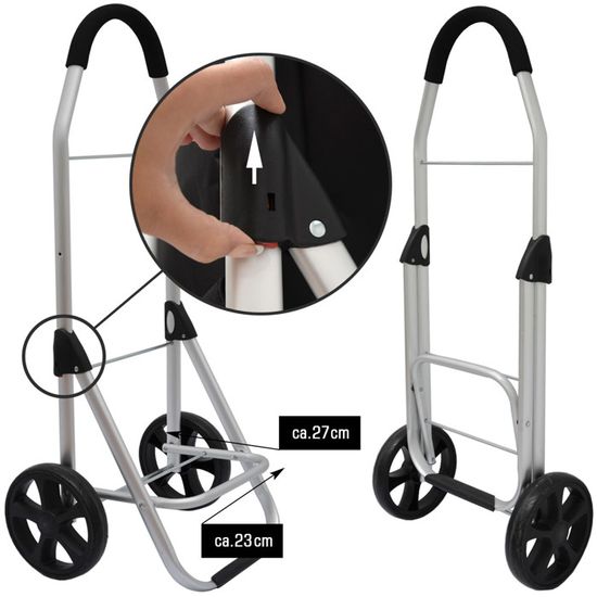 Chariot De Courses Gris Compact 35 L Avec Roues - Sac à Provisions Pratique Pour Marché Et Transports