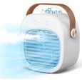 Mini Climatiseur Portable 2 en 1, Ventilateur de Table et Humidificateur d'Air avec 3 Vitesses, Recharge USB pour Chambre Bureau Voy